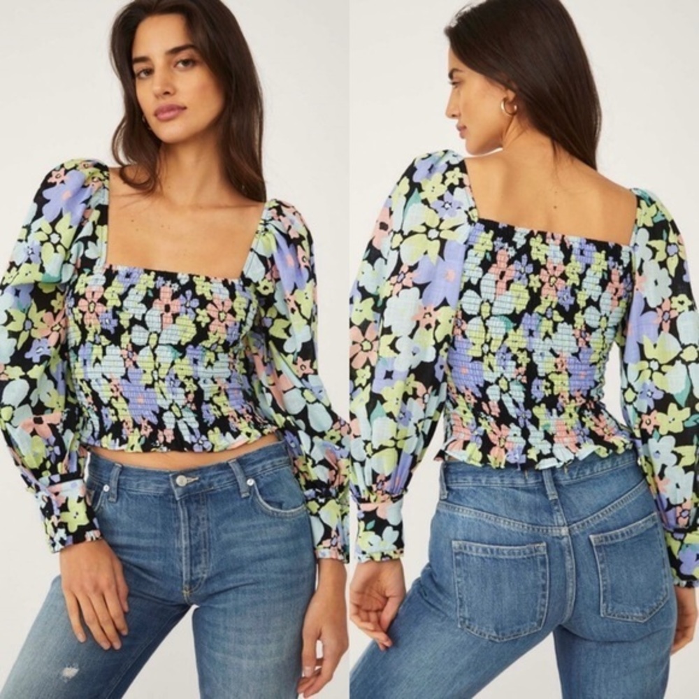Free People Ariana Printed Top in Retro Combo Size Small